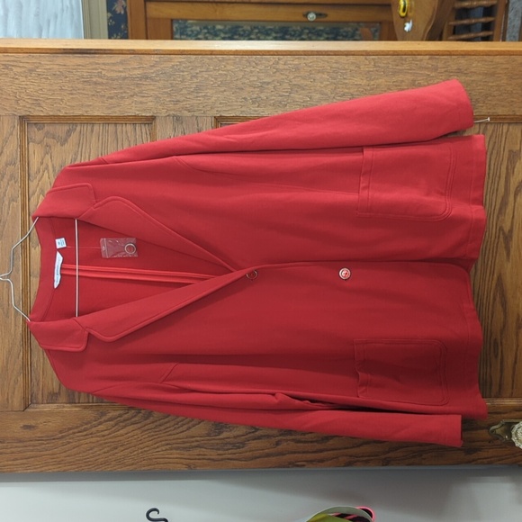 Isaac Mizarahi Red Button Down Blazer Sweater Jacket Size Women's 3X - Picture 1 of 9